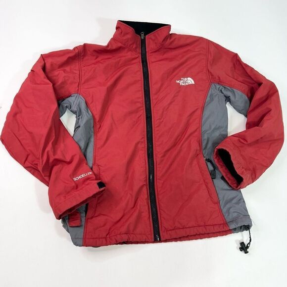 The North Face Windbreaker Womens Medium Red & Gray Colorblock Full Zip Jacket - Picture 2 of 11